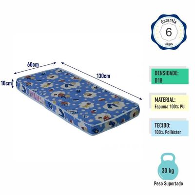 Berço Infantil Simples 133cm Com Colchão, Regulagem De Altura E Grade Mdf Branco