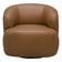 Poltrona Decorativa Giratória Orgânica Para Sala Living Begur L06 Couro Caramelo - Lyam Decor