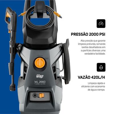Desobstruidora De Alta Pressão 1800W 2000PSI WAP Wl 2660 Turbo Ultra 110V