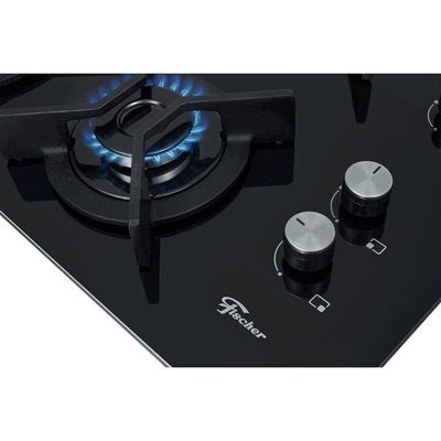 Cooktop A Gás Fischer 4 Bocas Tripla Chama Mesa Vidro 26297-57076 Bivolt