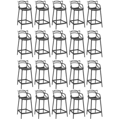 Kit 20 Banquetas Média Allegra 66cm Design Cozinha/bancada - Preto
