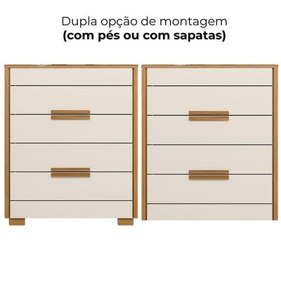 Comoda 4 Gavetas Dhara 86 Cm Moval Freijo Off White