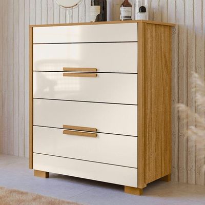 Comoda 4 Gavetas Dhara 86 Cm Moval Freijo Off White