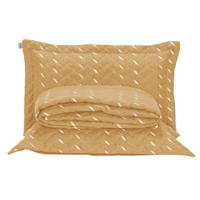 Cobre Leito Bordado 400 Fios Heitor Casal King 100% Poliéster - Amarelo