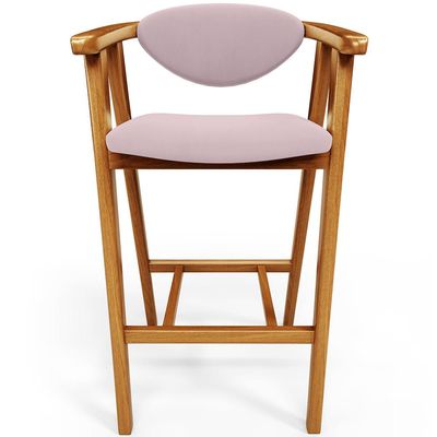 Kit 03 Banquetas Alta Para Cozinha Bancada Bar Sala de Jantar Fixa Cecília L02 Suede Rosê - Lyam