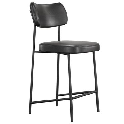 Kit 03 Banquetas Baixa Bar Cozinha Sala De Jantar Preto Melina L02 Couríssimo Preto - Lyam Decor