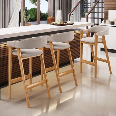 Banqueta Alta Bar Cozinha Sala de Jantar Bar Nadja L02 Bouclê Creme - Lyam Decor