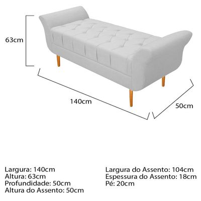 Recamier Estofado Ari 140cm Casal Corano Branco