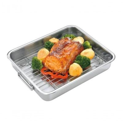 Assadeira Com Grelha Tramontina Service 39 X 33cm Em Aço Inox