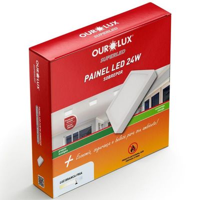 Painel Led Super Eco Sobrepor Quadrado 24 Watts Bivolt 6500k - 02910 - Ourolux