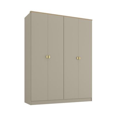 Guarda-Roupa Solteiro Brescia 4 Portas 2 Gavetas Bege