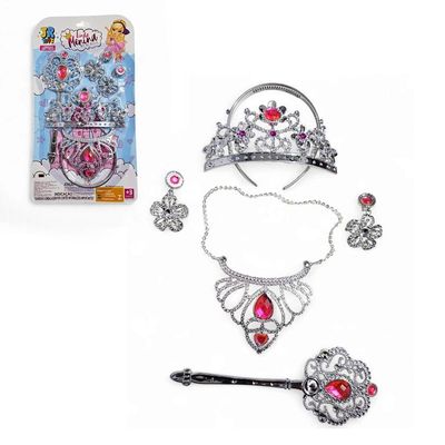 Kit Fantasia Infantil Princesa Coroa Varinha E Acessórios Joia Coração