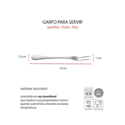 Garfo para Petiscos Frutas Sobremesa Garfinho Aço Inox 50un