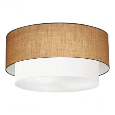 Plafon Duplo Cilíndrico Vivare Md-3017 Cúpula Em Tecido 50x40cm - Bivolt Palha-branco 127/220v