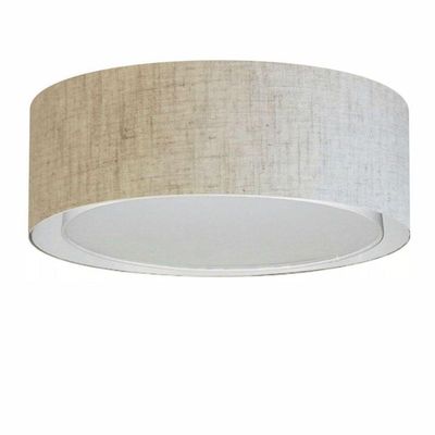 Plafon Duplo Cilíndrico Md-3038 Cúpula Em Tecido 80x30cm Rústico Bege - Bivolt