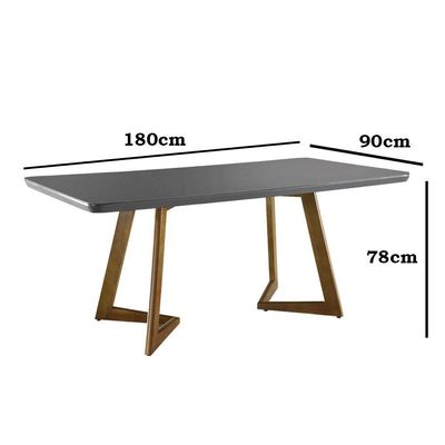 Mesa De Jantar Munique 180cm Madeira E Vidro Mobillare Grafite Com Imbuia