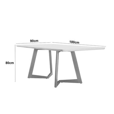 Mesa De Jantar Munique 180cm Madeira E Vidro Mobillare Grafite Com Imbuia