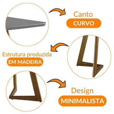 Mesa De Jantar Munique 180cm Madeira E Vidro Mobillare Grafite Com Imbuia
