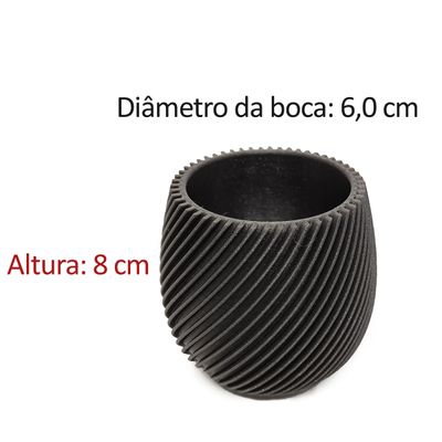 Vasinho 3D Planta Decorativo Cachepot Espiral Cor Grafite Metalizado