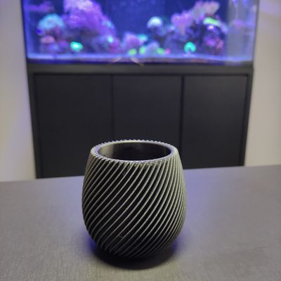Vasinho 3D Planta Decorativo Cachepot Espiral Cor Grafite Metalizado