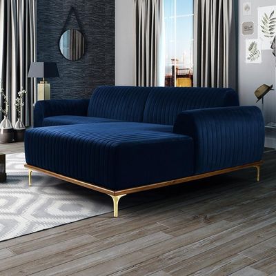 Sofá 4 Lugares Com Chaise Molino 265 Cm Azul Oxford C-304