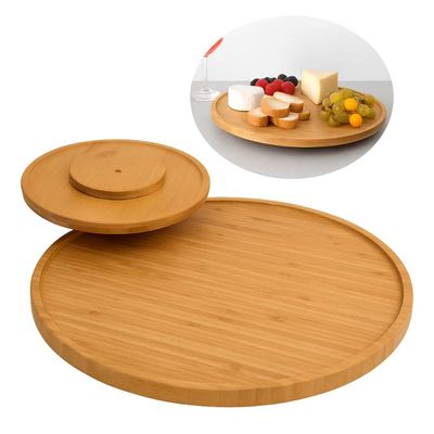 Tábua Giratória 360° de Bambu 45x2,5cm Lyor Bandeja Centro de Mesa Petisco