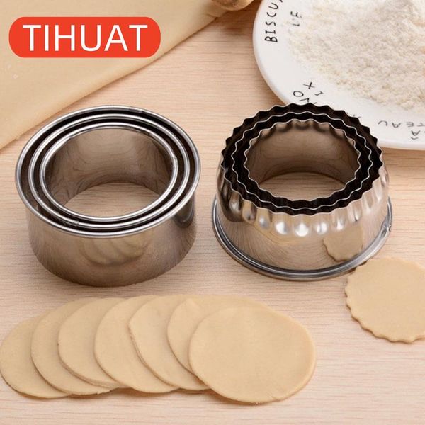 3 Peças Cortadores Redondos em Forma de Flor para Massa, Utensílios de Cozinha em Aço Inoxidável B