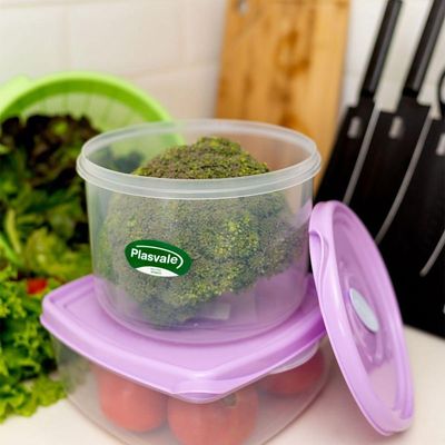 Pote Redondo Para Micro-ondas E Freezer Com Válvula 600ml - Linha Wave Plasvale Cinza