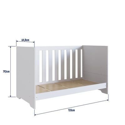 Berço Infantil Cama 3 em 1 133cm Colchão Regulagem de Altura Branco