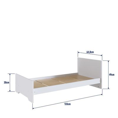 Berço Infantil Cama 3 em 1 133cm Colchão Regulagem de Altura Branco