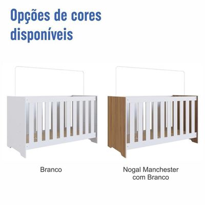 Berço Infantil Cama 3 em 1 133cm Regulagem de Altura Branco