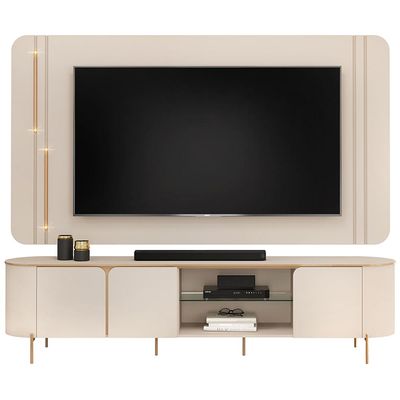 Rack Para Sala com Painel Para TV 75 Pol Orgânico Harper D05 Off White - Lyam Decor