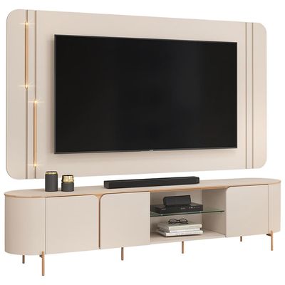 Rack Para Sala com Painel Para TV 75 Pol Orgânico Harper D05 Off White - Lyam Decor