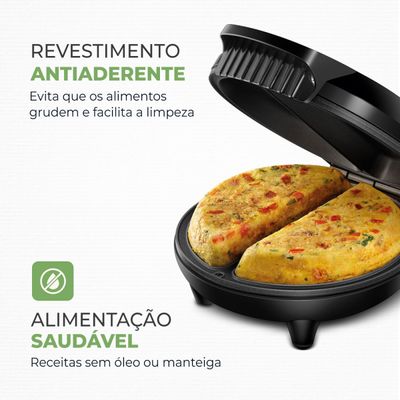 Omeleteira Pratic Omelet II Mondial Preto e Inox 800W OM-04-BI 220