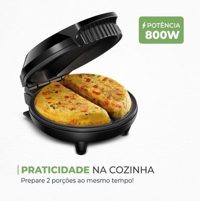 Omeleteira Pratic Omelet II Mondial Preto e Inox 800W OM-04-BI 220