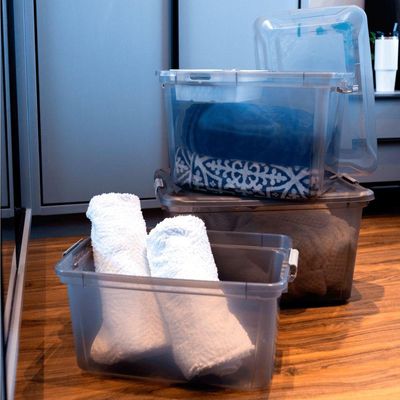 Caixa Plastica Organizadora Transparente Grande 35 Litros - Plasvale Preto