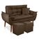 Kit Poltrona Decorativa Namoradeira 2 Puffs Quadrado E 2 Almofadas Suede - Lm Decor Marrom