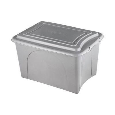 Caixa Plastica Organizadora Grande 50 Litros - Plasvale Eco Cinza