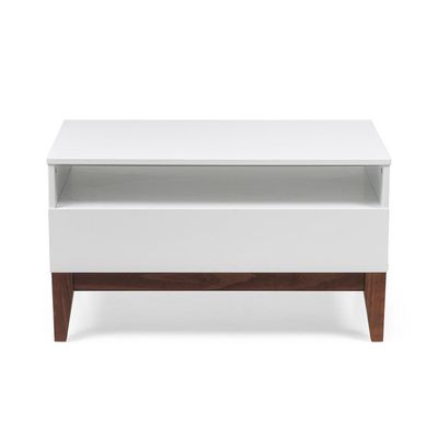 Mesa de Centro Retangular Fresh 1 Gaveta Branca e Imbuia