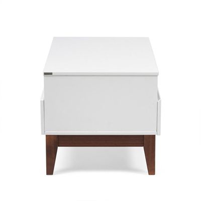 Mesa de Centro Retangular Fresh 1 Gaveta Branca e Imbuia