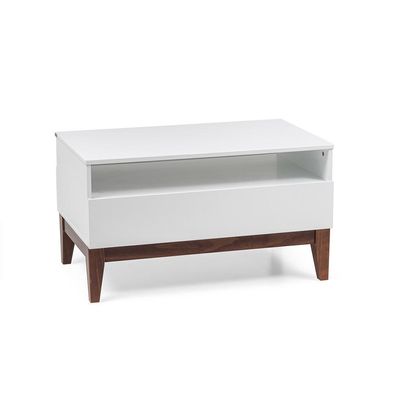 Mesa de Centro Retangular Fresh 1 Gaveta Branca e Imbuia