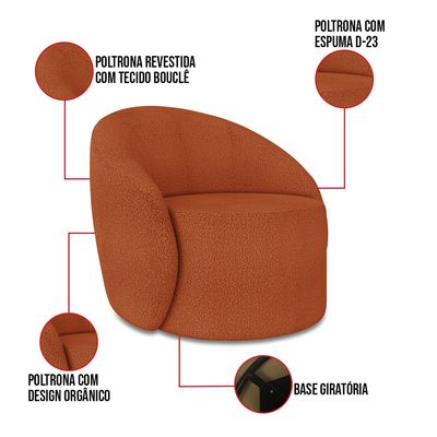Poltrona Orgânica Giratória kit 2 Lua Bouclê Terra D03 - D'Rossi