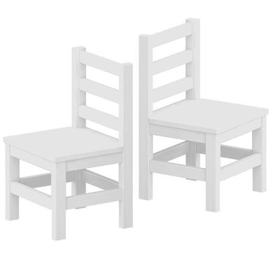 Kit 2 Mini Cadeiras Infantil De Madeira Maciça Infantil Branco S-estofado