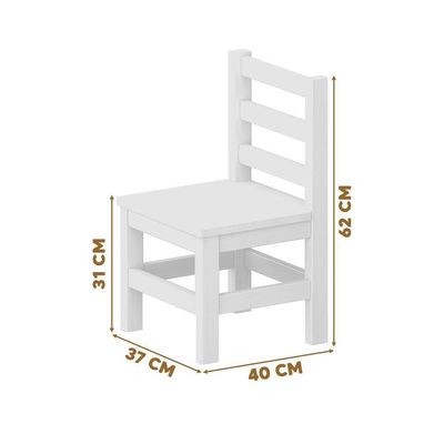 Kit 2 Mini Cadeiras Infantil De Madeira Maciça Infantil Branco S-estofado