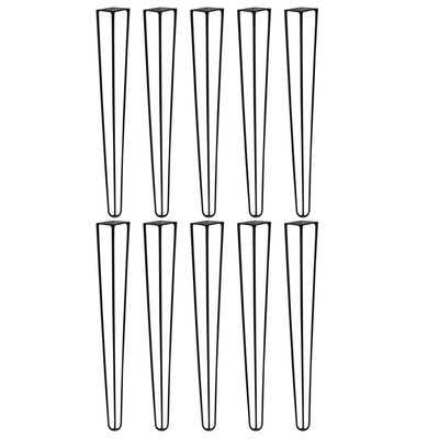 Kit 10 Pés de Metal 60 CM Hairpin Legs Mesa de Canto Aparador Preto G41