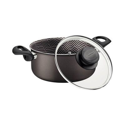 Caçarola Tramontina Paris Alumínio Em Antiaderente Chumbo Com Tampa De Vidro 22cm