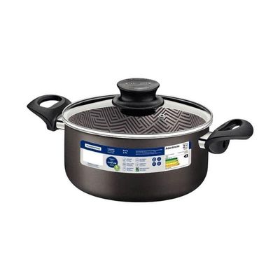 Caçarola Tramontina Paris Alumínio Em Antiaderente Chumbo Com Tampa De Vidro 22cm