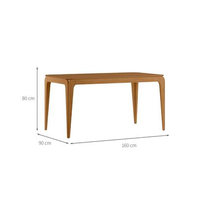 Mesa de Jantar Retangular com Tampo MDF Aurea Ypê 160 cm