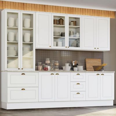 Cozinha Modulada 7 Peças 11 Portas 5 Gavetas Americana Henn Branco