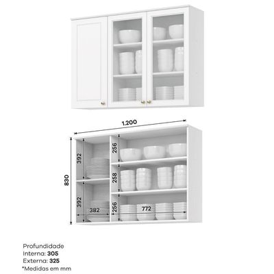 Cozinha Modulada 7 Peças 11 Portas 5 Gavetas Americana Henn Branco
